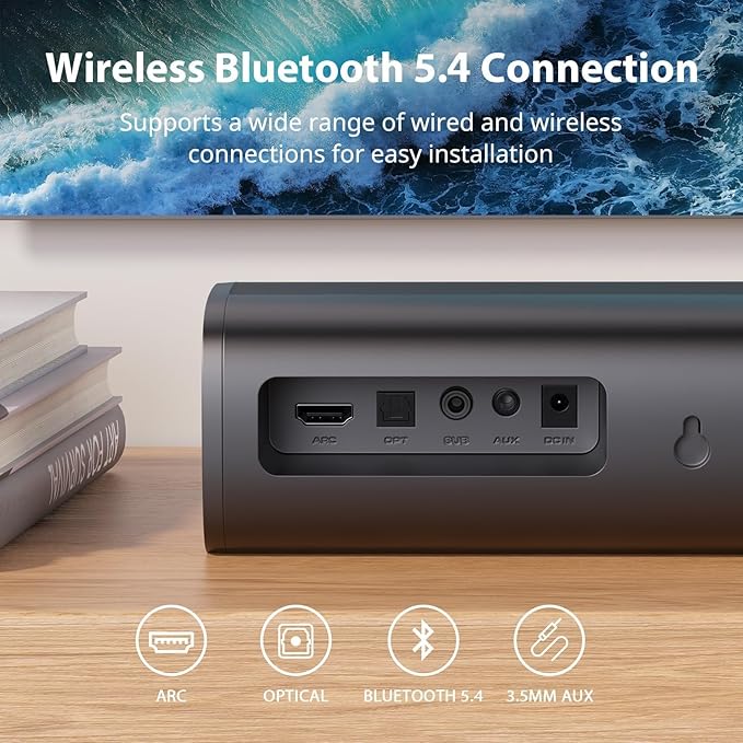 Upgraded Sound Bar for TV with 5.9inch Big Powerful 110W Subwoofer, Deep Bass, Bluetooth 5.4, ARC/Optical/AUX/Bluetooth Connect, Surround Sound System for PC/Gaming/Projectors/Gift Pcs