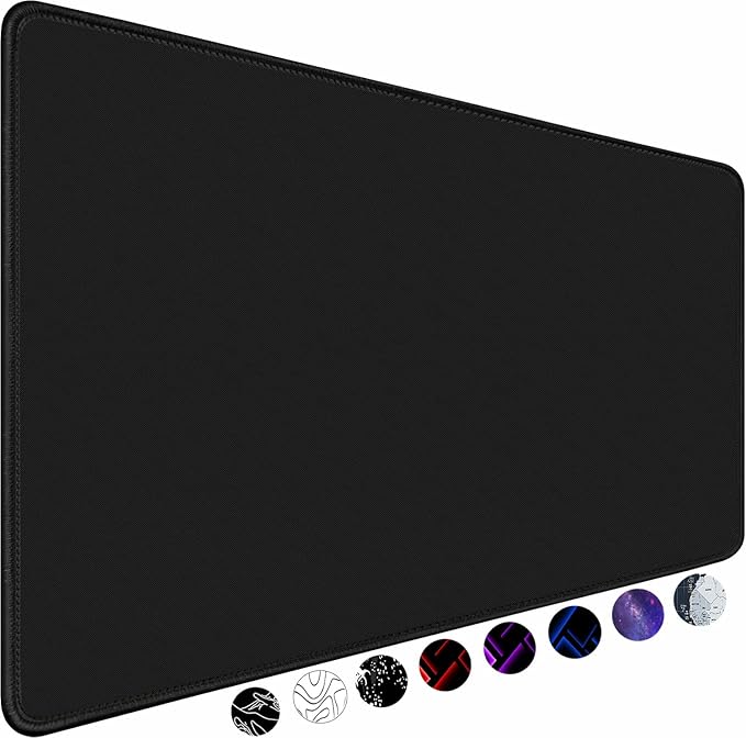 TEDNETGO Large Gaming Mouse Pad, Waterproof Extra Large Big Mouse Pad with Stitched Edge, XXL Non-Slip Black Computer Long Mousepad Desk Mat for Gamer, Office & Home, Black