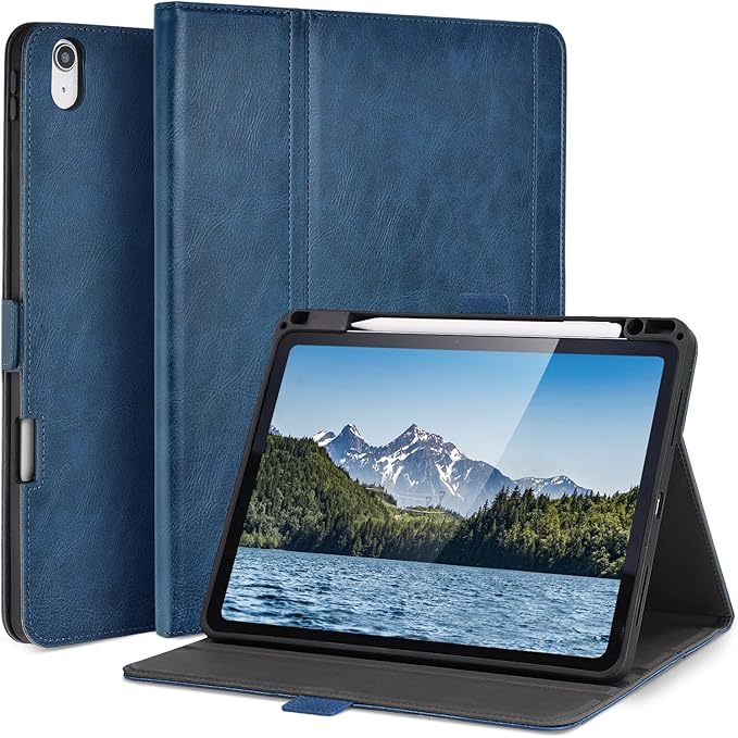 Handmade Case for iPad Air 13 Inch M4/M3/M2 (2026/2025/2024) with Pencil Holder Pocket,Magnetic Closure,Multi Angles Stand,Typing Angle,Folio Protective Cover,Auto Sleep/Wake,Dark Blue