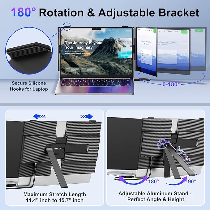 Laptop Screen Extender,14" FHD 1080P IPS Portable Monitor for Laptop,Ultra-Thin 0.17" & 1.3lbs Lightweight,Plug & Play Dual Screen for 13-17.3" Laptops,Compatible with Wins/Mac/Android/Switch/Chrome