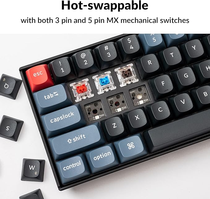 Keychron K6 Pro Wireless Custom Mechanical Keyboard, QMK/Launcher Programmable Macro, Hot-Swappable Keychron K Pro Red Switch Keyboard, 65% Layout RGB Backlit Office Keyboard for Mac Windows Linux