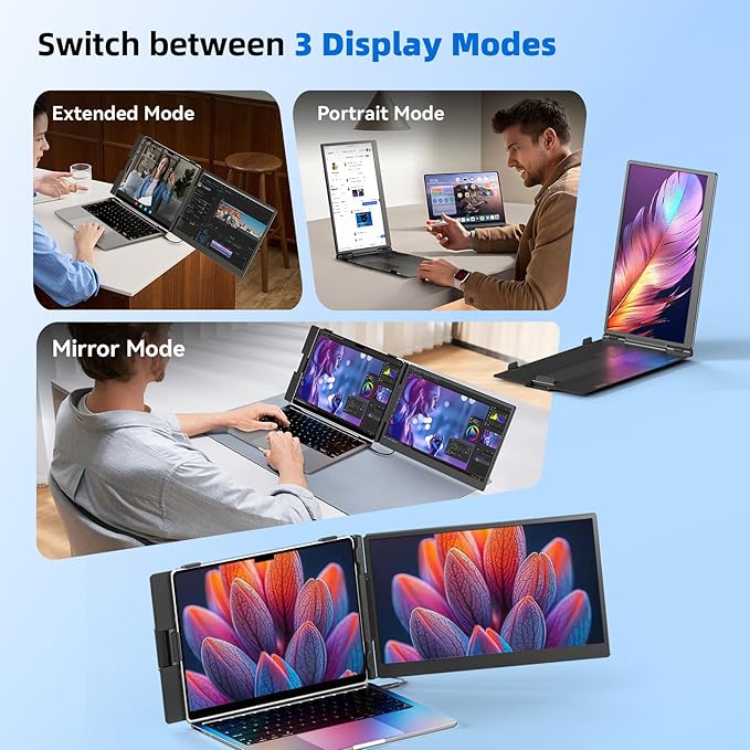 Laptop Screen Extender 1.8lbs 14.1" - Ultra-Light & Ultra-Slim 1080P FHD IPS Dual Portable Monitor for 13"-17.3" Laptops Plug & Play Travel Extra Screen Compatible with Wins/Mac/Android/Chrome