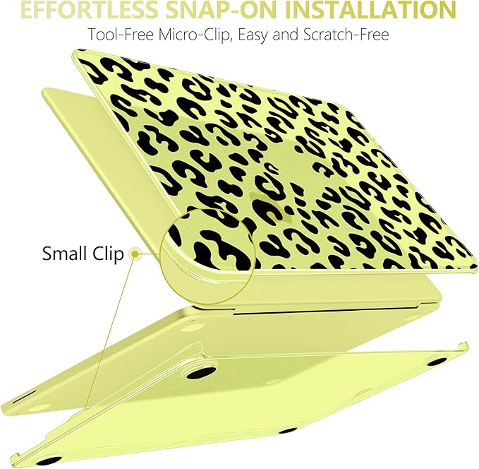 DONGKE for MacBook Neo 13 inch Case 2026 (Model A3404), Artistic Leopard Pattern Ultra Slim Frosted Matte Hard Shell, Anti-Scratch & Fingerprint Resistant Cover, Leopard Citrus
