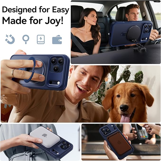 CASEKOO Ultra-Magnetic Stand for iPhone 17 Pro Case [Military Drop Protection] [Compatible with MagSafe] Shockproof Translucent Matte Slim Ring for iPhone 17 Pro Phone Case 6.3", Blue