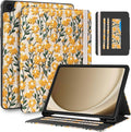 Uppuppy for Samsung Galaxy Tab A9 Plus Case 11'' - for Women Girls Cute Embroidered Folio Stand Cover with Pencil Holder & Card Slot Girly Yellow Daisy Design Aesthetic Cases for Samsung Tab A9 Plus