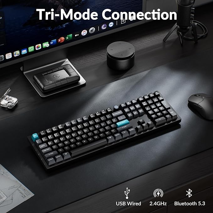 Keychron Q6 Ultra 8K Polling Rate Aluminum Wireless Mechanical Keyboard, 2.4 GHz/Bluetooth/Wired Full-Size Custom RGB, Hot-Swappable Silk POM Brown Switch for Mac Windows Linux - Black