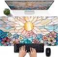 Stained Glass Desk Mat Large Mouse Pad Extended Desk Pad, Gaming Computer Mouse Mat XXL, Big Desktop Keyboard Mat, Full Desk Laptop Pad for Home Office Work, Desk Decor Aesthetic 31.5×15.7 Inch
