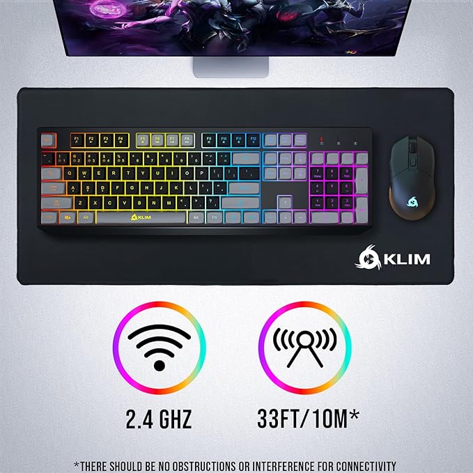 KLIM Chroma Wireless Keyboard – RGB Backlit Gaming, Rechargeable Battery, PC Keyboard, Durable & Water-Resistant, Compatible with PS4, PS5 & Mac - Black