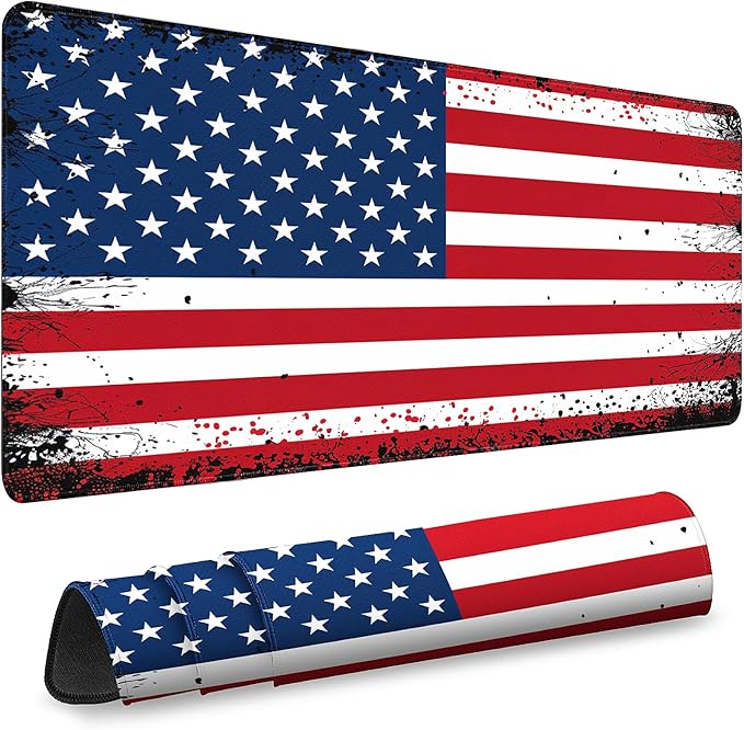 Gaming Mouse Pad - (31.5"×11.8") American Flag Large Mouse Pads for Desk - Desk Mat for Keyboard and Mouse with Non-Slip Base, Desks Pad Matfor Game/Office & Home