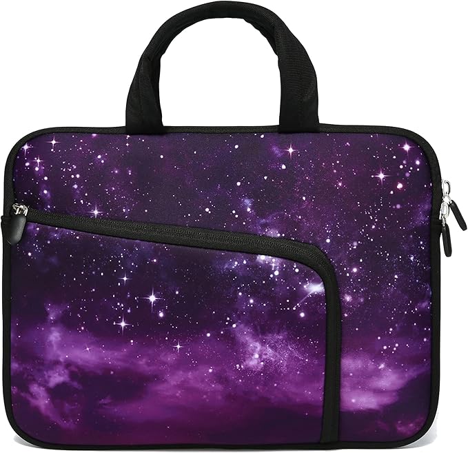 14 15 15.4 15.6 inch Laptop Handle Bag Computer Protect Case Holder Notebook Sleeve Neoprene Cover Soft Carrying Case with Extra Pockets for Dell Lenovo Toshiba HP Chromebook ASUS Acer(Purple Galaxy)