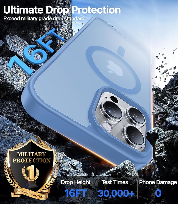 Magnetic for iPhone 12 Pro Max Case, [Compatible with MagSafe][Military-Grade Drop Protection][Anti-Yellowing] Shockproof Translucent Matte Cover for iPhone 12 Pro Max Phone Case,Sky Blue