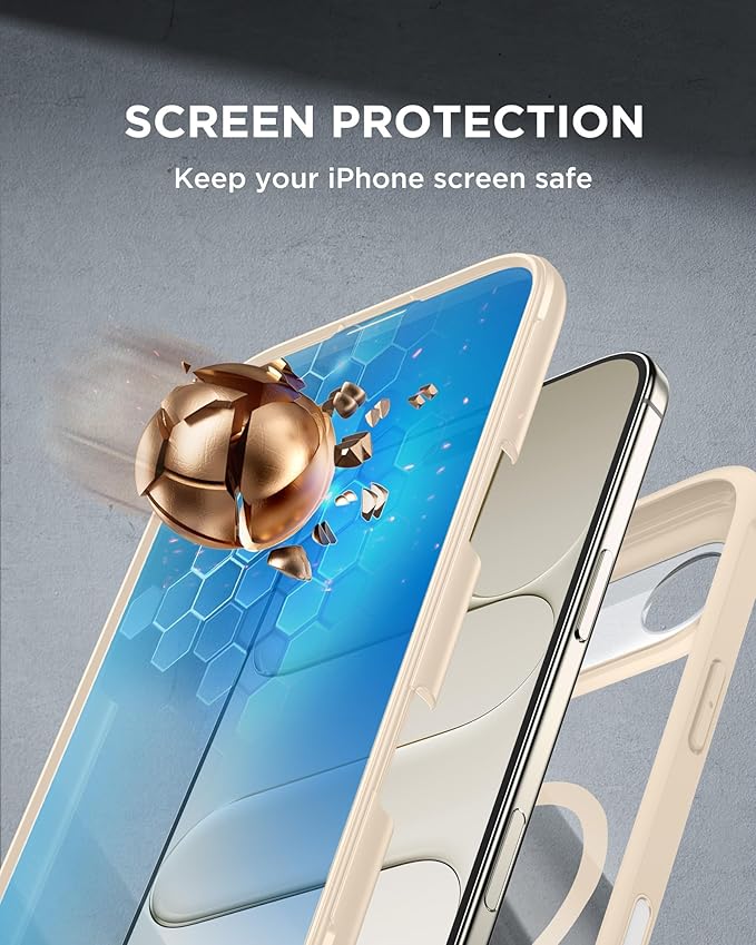 Miracase Magnetic for iPhone Air Case 6.5" [Compatible with MagSafe] Full-Body Phone Case with Built-in Glass Screen Protector & Camera Control,Drop Proof iPhone 17 Air Case Cover, Gold