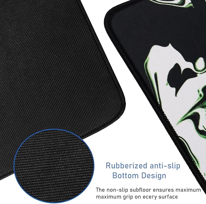 Large Extended Mouse Pad with Stitched Edges, Durable Non-Slip Natural Rubber Base, Waterproof Computer Keyboard Pad Mat for Esports Pros/Gamer/Desktop/Office/Home - Marble Green