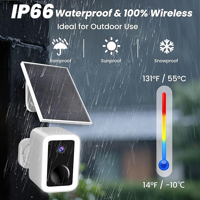Security Camera Wireless Outdoor with Solar Panel, Free Cloud Storage, Integrated Spotlight & Siren, 1-6 Months Battery Life, Cameras for Home Security Support 5G & 2.4GHz WiFi, IP66 Weatherproof