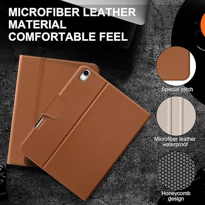 for iPad Air 13 inch Case 2024/2025/2026 M4/M3/M2 Model, Premium Smart Folio Cover with Auto Wake/Sleep, Apple Pencil 2 Holder, Multi-Angle Stand and Secure Buckle Closure (Brown)