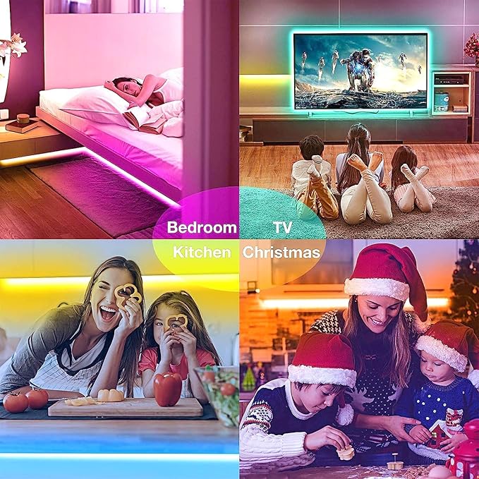 hyrion Smart LED Strip Lights 200ft WiFi, RGB Color Changing Lights Compatible with Alexa and Google Assistant, 16 Million Colors with App Control and Voice Control Led Lights for Bedroom, Room Decor