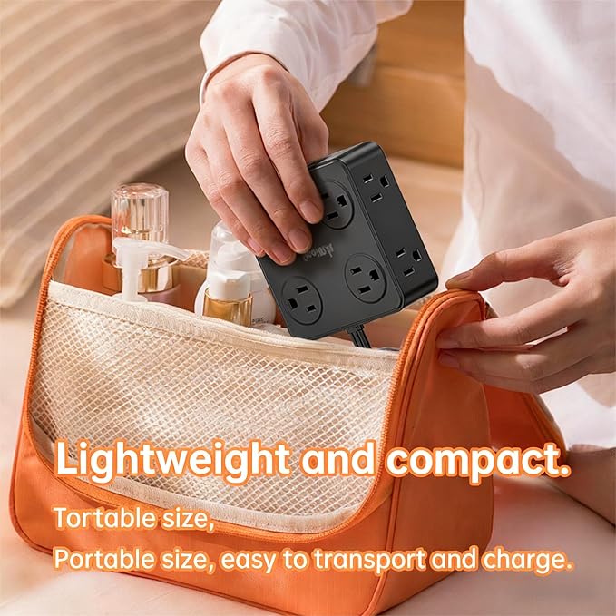 12 in 1 Power Strip Extension Cords with Multiple Outlets, 8 Outlets & 4 USB Ports Extension Cord, Flat Plug Compact Charging Station
