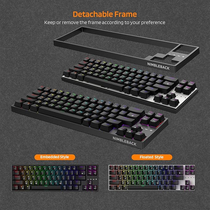 LTC NB681 Nimbleback Wired 65% Mechanical Keyboard, RGB Backlit Ultra-Compact 68 Keys Gaming Keyboard with Hot-Swappable Switch and Stand-Alone Arrow/Control Keys (Hot Swappable Blue Switch, Black)