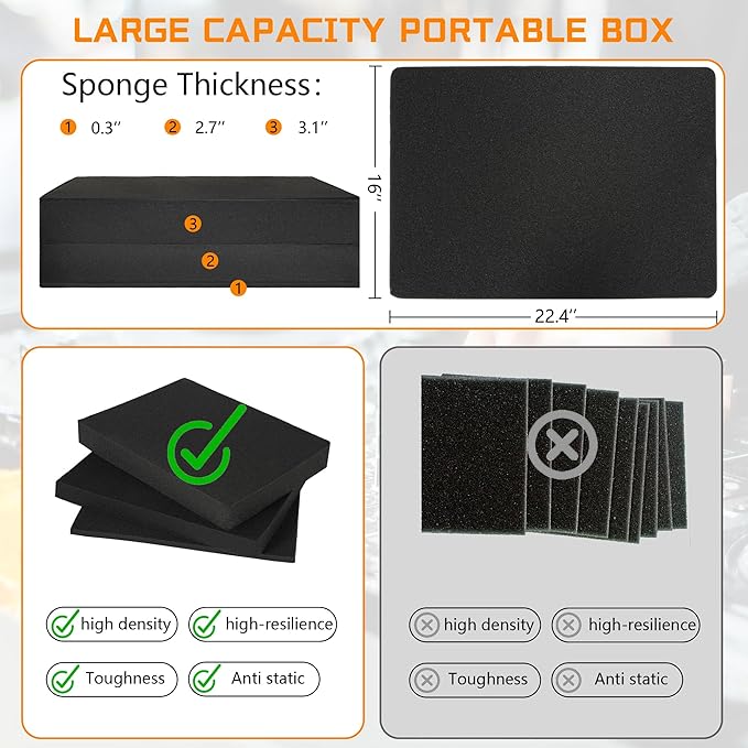23 Inch Aluminum Carrying Case 23 X 16.5 X 8.6 Inch Ideal for Microphone & Camera Gear Transportation, DJ Mixer Case with Customizable Pre-Diced Foam, Black