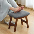 Foot Stool,，Under Desk Foot Rest Ottoman, Washable Stool for Office, Living Room, Bedroom (Brown Legs-Grey Stool Seat)