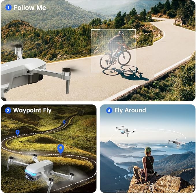 Drones with Camera for Adults 4K, Foldable Beginner Drone with Brushless Motor, Auto Follow, Tap Fly, Circle Fly, One Key Start, Under 249g