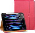 DTTO for iPad Pro 12.9 6th / 5th / 4th / 3rd Generation Case 2022/2021/2020/2018, Leather Folio Stand Cover with Built-in Apple Pencil Holder -Auto Wake/Sleep and Multi Viewing Angles,Rose Red