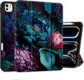 MEEgoodo Case for M5 iPad Pro 11 inch 2025/M4 iPad Pro 11 inch Case 2024, Tablet Cover with Trifold Stand & Pencil Holder & Auto Wake/Sleep & Soft TPU Back Cover, Beautiful Fantasy Flower