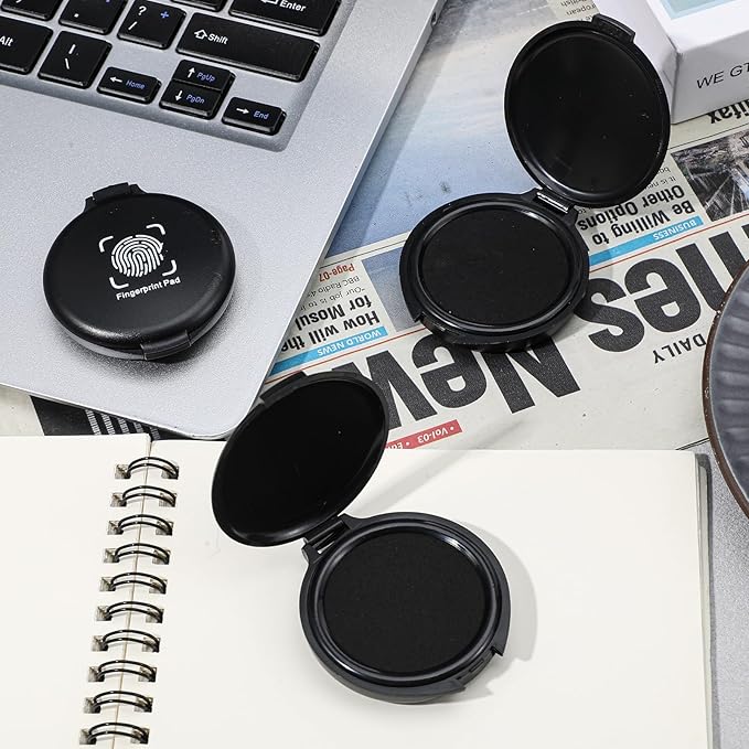 24PCS Fingerprint Thumbprint Ink Pads, Mini Black Water-Based Ink Stamp Pads for Notary Supplies, Office, ID Security, Law Enforcement, Fingerprint Cards, Home Use Office use