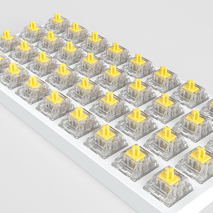 Zhouwang Crystal Yellow Switch Mechanical Keyboard Replacement,3 Pin Linear/Accurate Typing/Dustproof/RGB Transparent Gaming Keyboard Switches(36Pcs)