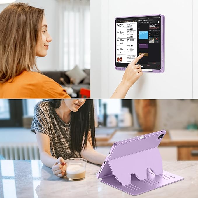 VIKESI Case for iPad Pro 12.9 6th / 5th / 4th / 3rd Generation Case 2022/2021/2020/2018,Multiple Angles Magnetic Stand Cover,Shockproof Soft Back,Pencil Holder,and Auto Sleep/Wake,Lilac