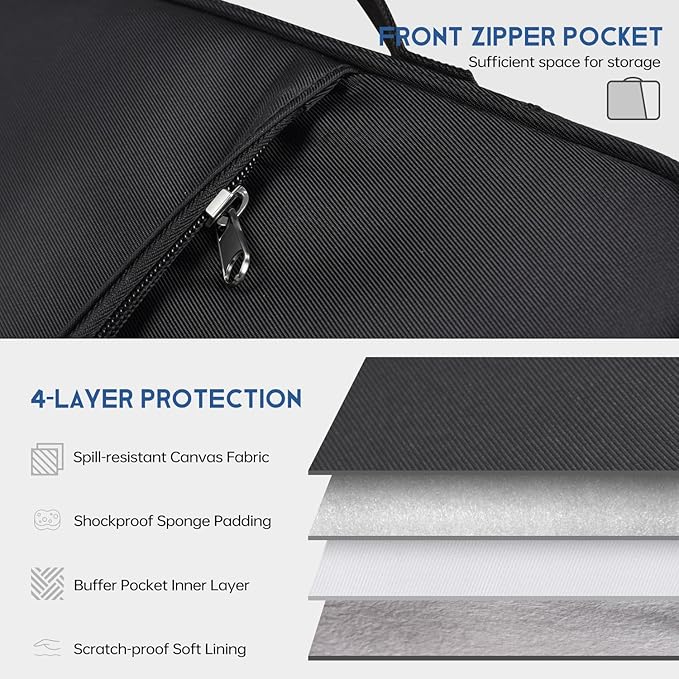 9-11 inch iPad Sleeve Case, Padded Travel Carrying Bag for 11-inch iPad Pro M5 M4 & iPad Air M2 M3 M4(2026) w/Magic Keyboard,11-in A16 Shockproof Handle Bag Cover Accessory Pocket -Black