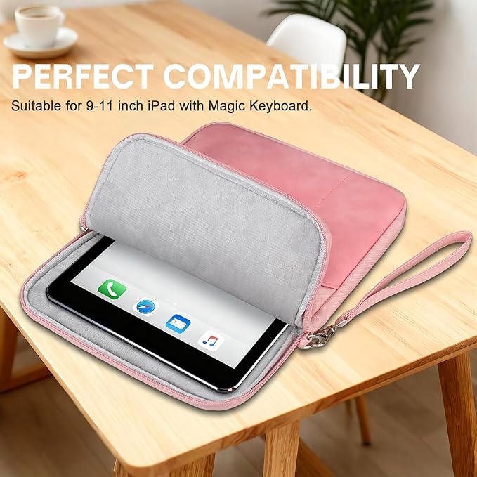 Lacdo Tablet Sleeve Case for 11 inch iPad A16 / 11 Inch IPad Air M4 M3 M2 / 11 inch iPad Pro M5 M4 / 10.9" ipad / 10.2" iPad / 10.9" IPad Air / 11" Samsung Galaxy Tab A9+, Protective iPad Sleeve, Pink