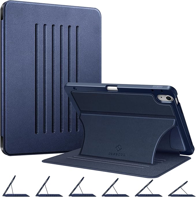 Fintie Magnetic Stand Case for iPad Air 11-inch M4/M3/M2 (2026/2025/2024), iPad Air 5th/4th Generation (2022/2020) 10.9 Inch - Multiple Angles Shockproof TPU Cover with Pencil Holder, Navy