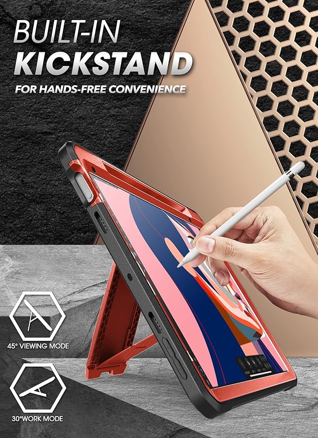 SUPCASE for iPad mini 7 Case A17 Pro 2024 (UB Pro), [Built-in Screen Protector & Pencil Holder & Stand] [Support Apple Pencil Charging] Protective Case for iPad mini 7th/6th Generation 8.3", Ruddy