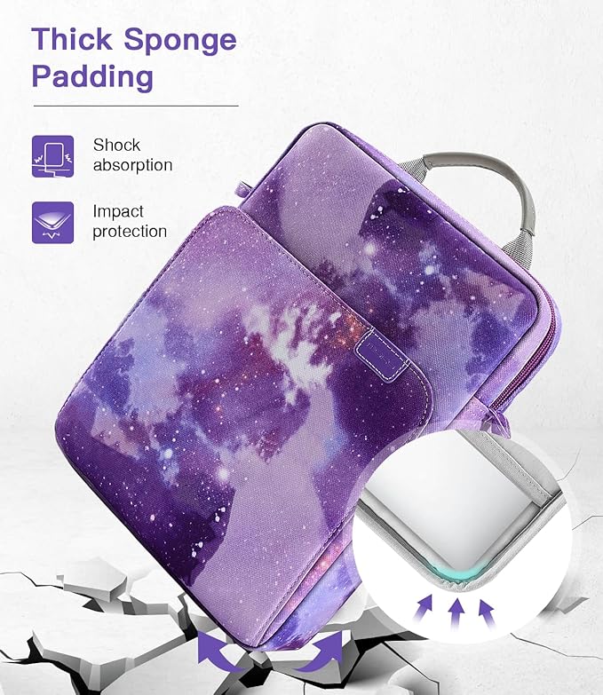 MoKo 13.3-14 Inch Laptop Sleeve Bag Fits Mac Neo 13-inch A18 Pro, Mac Pro 13.3" M2 2022/M5/M5 Pro/M5 Max 14.2" 2026, Mac Air 13.6" M5 2026, Handle Carrying Case with Shoulder Strap,Purple Starry Sky