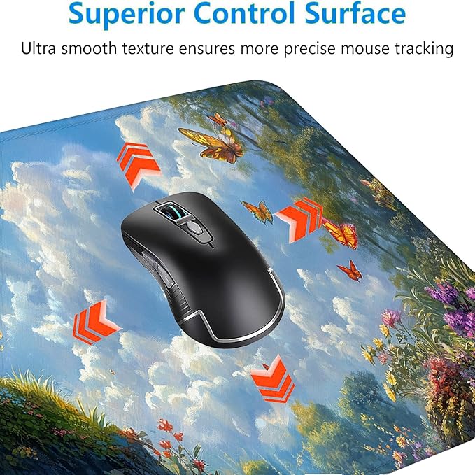 Fantasy Dragon Desk Pad Mouse Pad Forest Colorful Butterfly Flower Mousepad XL Large Gaming Mouse Pad Laptop Keyboard Mat Desk Pad 31.5"x11.8" Office Home Decor for Women Girl