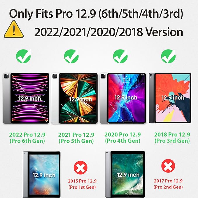 HXCASEAC Case for iPad Pro 12.9 Case (6th 5th 4th 3rd Generation), Shockproof Design | Pencil Holder | Hand Strap | Screen Protector | Heavy Duty Protective iPad 12.9 inch 2022/2021/2020/2018 - Green