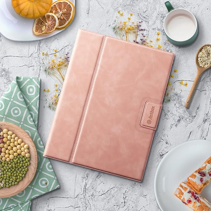 Antbox for iPad Pro 11 Inch Case M5 2025/M4 2024, Premium Vegan Leather, Supports Pencil Pro and Pencil (USB-C), Auto Sleep/Wake Function, Built-in Pencil Holder (Pink)