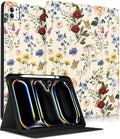 Uppuppy for iPad Pro 13 Inch Case 2024 - Women Cute Girls Folio Smart Cover with Pencil Holder Girly Flower Floral Pretty Aesthetic for iPad Pro M4 13 Inch Cases A2925 A2926 A3007