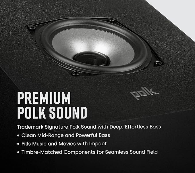 Polk Monitor XT90 Hi-Res Height Speaker Pair for 3D Sound Effect - Dolby Atmos-Certified, DTS:X and DTS Virtual:X Compatible, Surround Sound Speakers, 4" Dynamically Balanced Woofer, Midnight Black