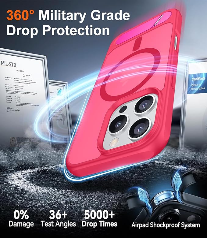Magnetic Compatible with iPhone 16 Pro Case, [Built-in Invisible Kickstand][Compatible with MagSafe][Military Grade Shockproof] Slim Translucent Matte Phone Case for iPhone 16 Pro 6.3"