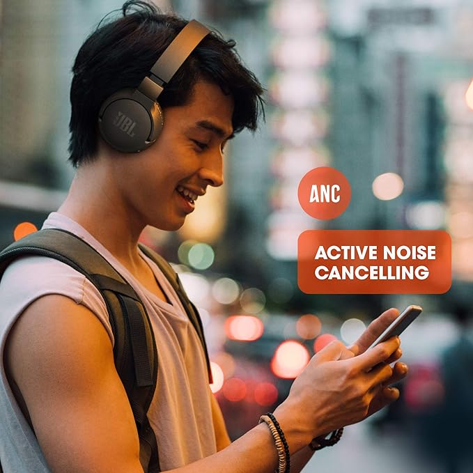 JBL Tune 660NC wireless with Active Noise Cancelling, up to 55 hours battery, microphone for call, foldable and comfortable, Android and iOs compatible (Blue)