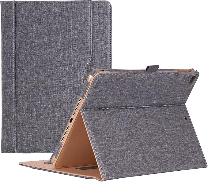ProCase for iPad 9.7 Inch iPad 6th/5th Generation Case 2018 2017/iPad Air 2/Air 1 Case, Premium Leather Folio Corner Protection Multi-Angle Viewing Stand Cover with Front Pocket Pen Loop -Grey