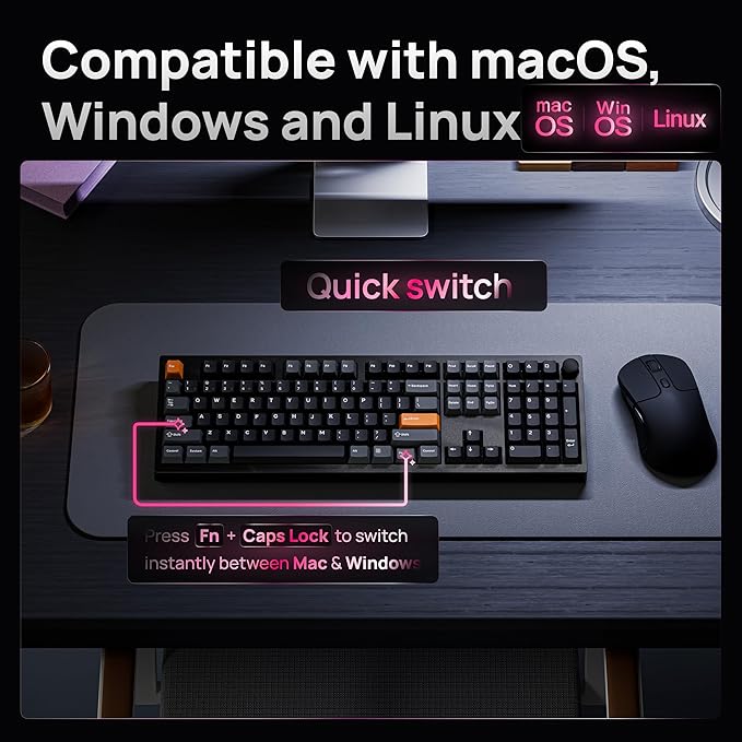 Keychron P6 Ultra 8K Polling Rate Full-Size Aluminum Wireless Mechanical Keyboard, 2.4 GHz/Bluetooth/Wired Custom RGB, Hot-Swappable Silent Banana Switch for Mac Windows Linux - Black