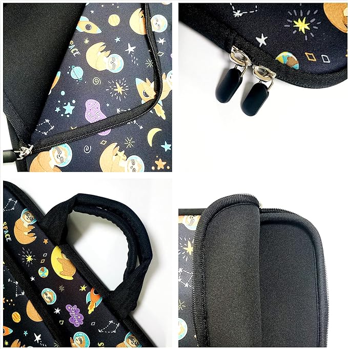 11 11.6 12 12.1 12.5 inches Laptop Sleeve Chromebook Case Ultrabook Case Notebook Sleeve PC Messenger Bag Tablet Case Neoprene Handle Sleeve for Women Men, Two Pockets(Space Sloth)