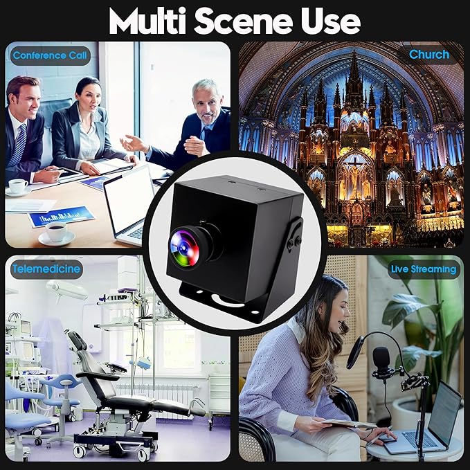ELP 4K HDMI USB Camera Wide Angle PC Camera for Computer Monitor Simultaneously Output Mini UVC USB2.0 Webcam 2X Digital Zoom H.264 8mp USB Security Camera (120degree no Distortion Lens)