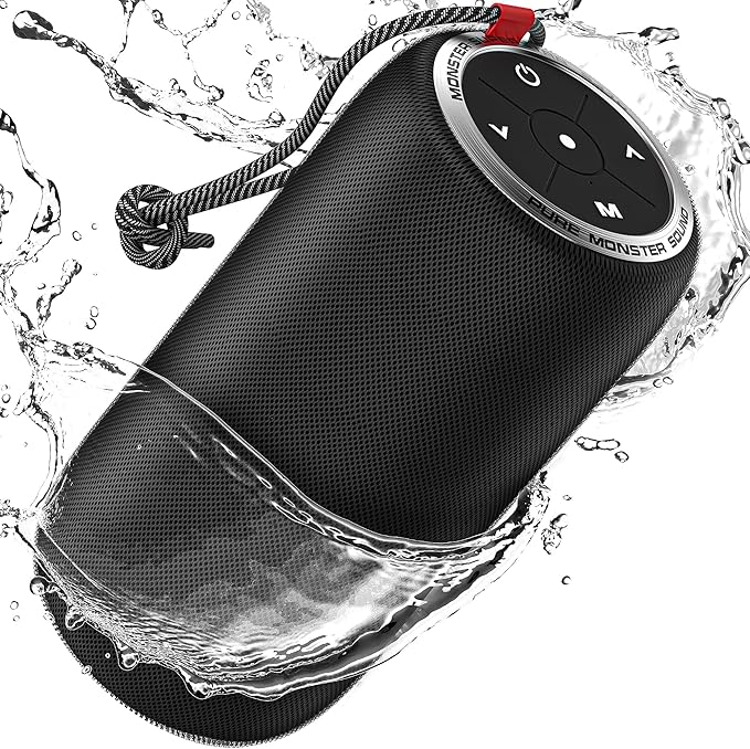 Monster S310 Upgraded Bluetooth Speaker, 30W Portable Speaker, 360° Stereo Sound with Punchy bass, TWS Pairing, IPX6 Waterproof, Bluetooth 5.2, 24H Playtime, Perfect for Home, Outdoor, Beach, Party