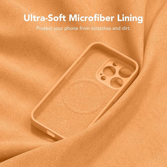Magnetic for iPhone 15 Pro Case, Compatible with MagSafe, [Full Camera Protection][Screen Protector] Silicone Shockproof Protective Phone Case for iPhone 15 Pro 6.1", Cantaloupe