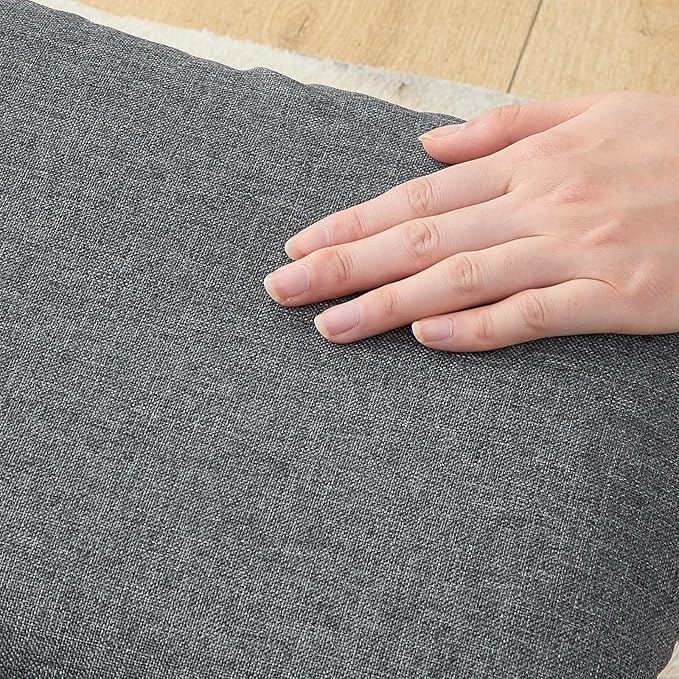 Foot Stool,，Under Desk Foot Rest Ottoman, Washable Stool for Office, Living Room, Bedroom (Brown Legs-Grey Stool Seat)