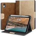 KingBlanc Case for iPad mini 7 (A17 Pro), iPad mini 7th/6th Generation (2024/2021) Vintage Vegan Leather Cover with Pencil Holder, Auto Sleep/Wake, Stand with Viewing & Drawing Angles, Beige